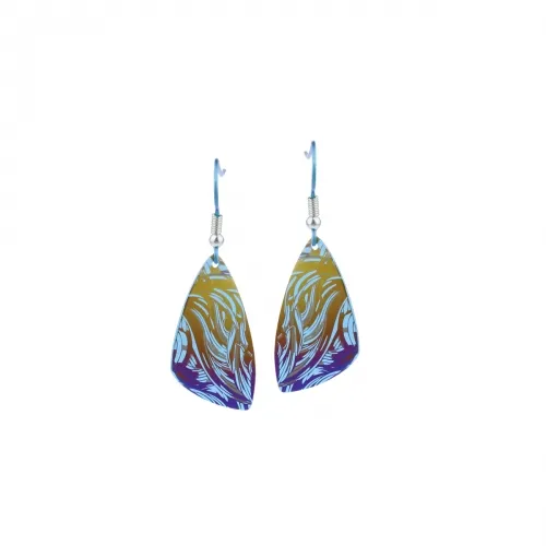 Small Swirl Plectrum Blue Drop Earrings